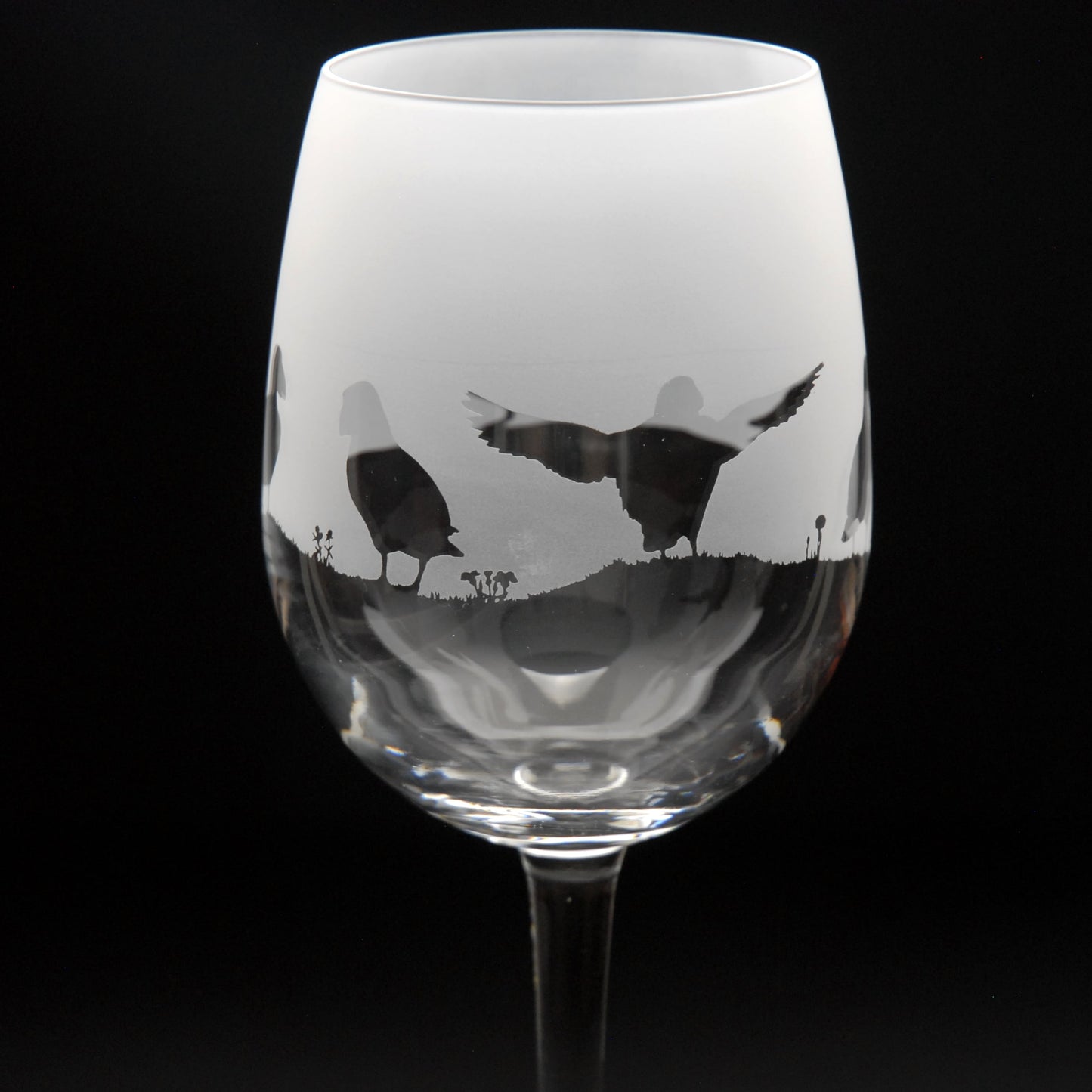 Puffin Crystal Wine Glass - Hand Etched/Engraved Gift