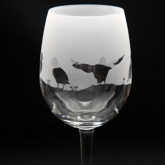 Puffin Crystal Wine Glass - Hand Etched/Engraved Gift