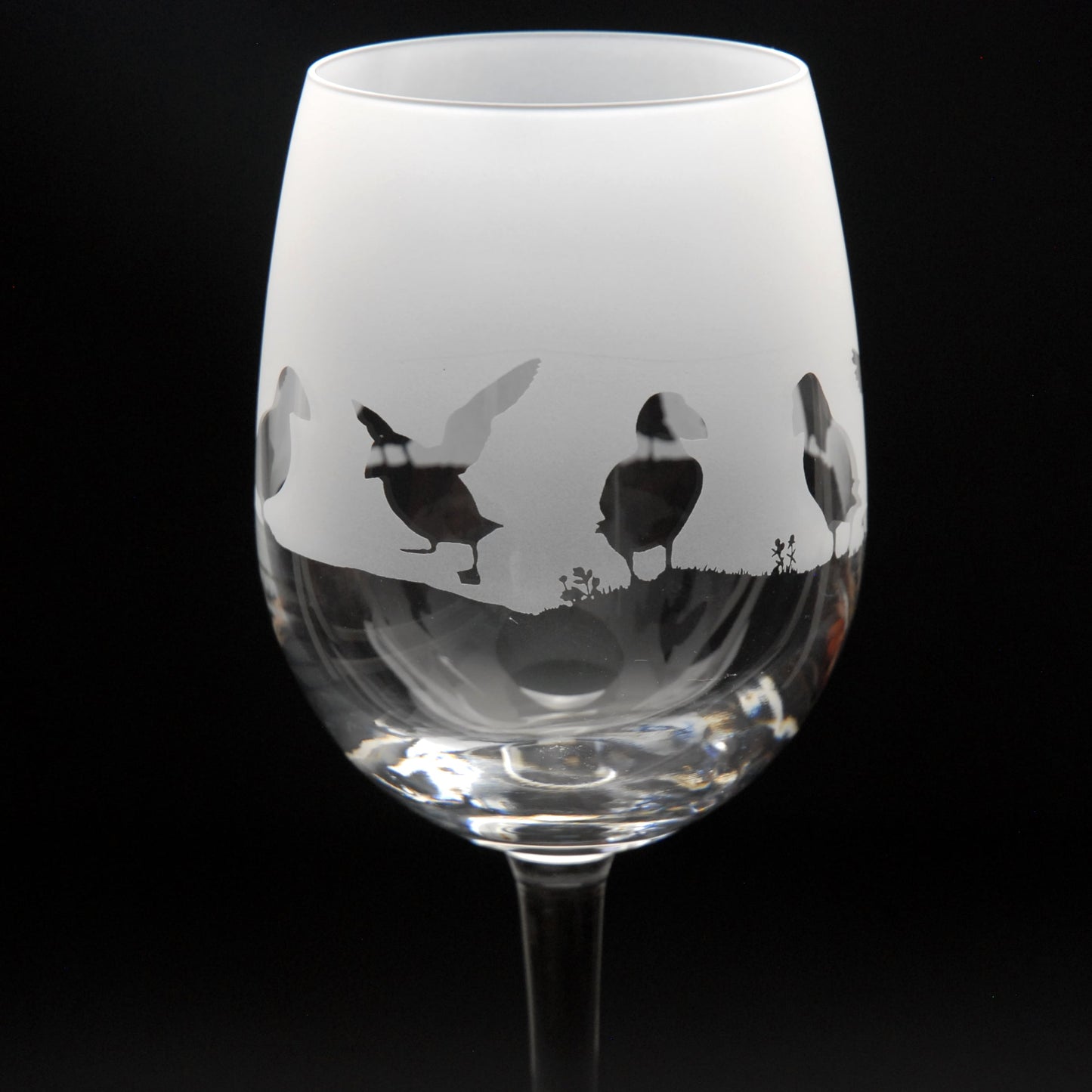 Puffin Crystal Wine Glass - Hand Etched/Engraved Gift