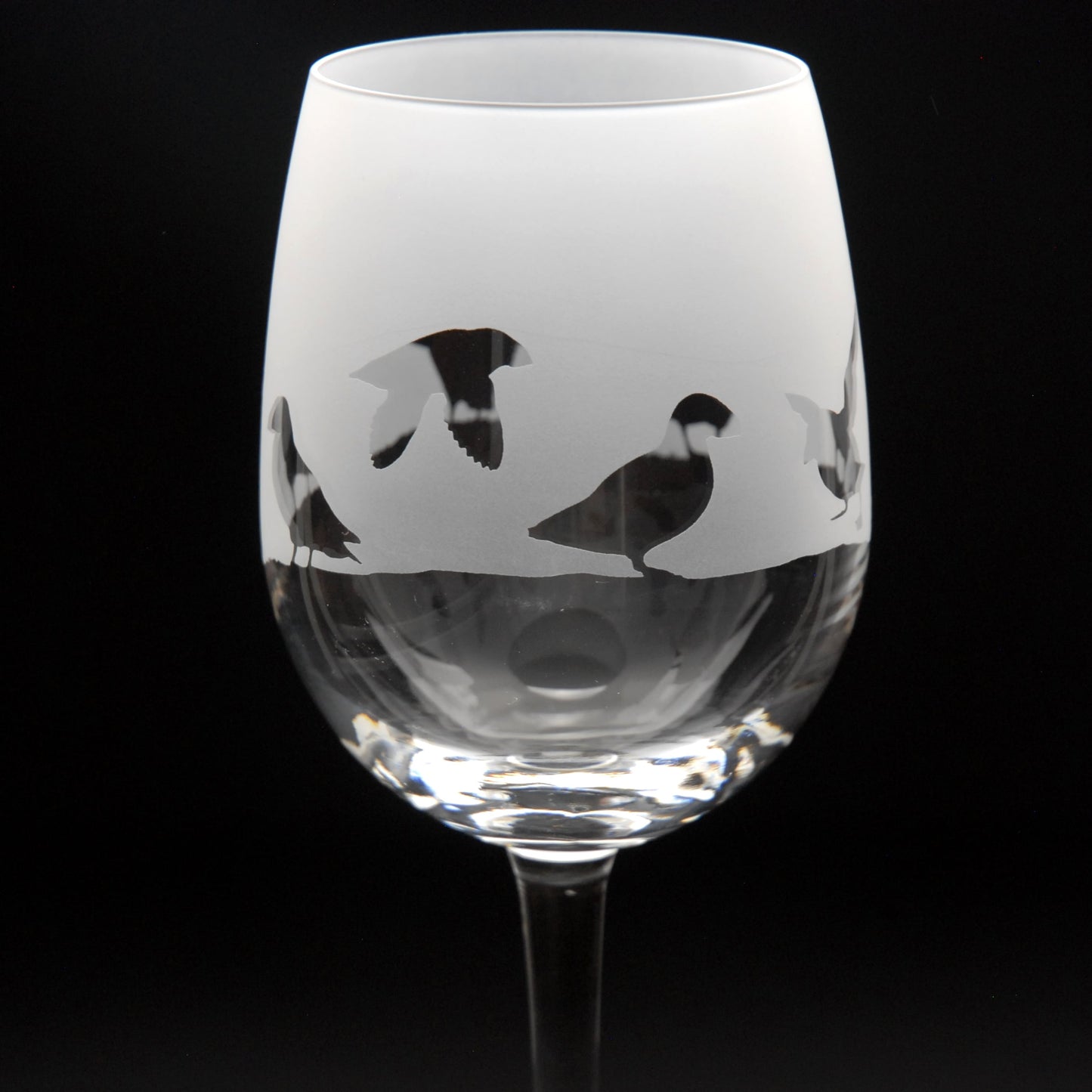 Puffin Crystal Wine Glass - Hand Etched/Engraved Gift