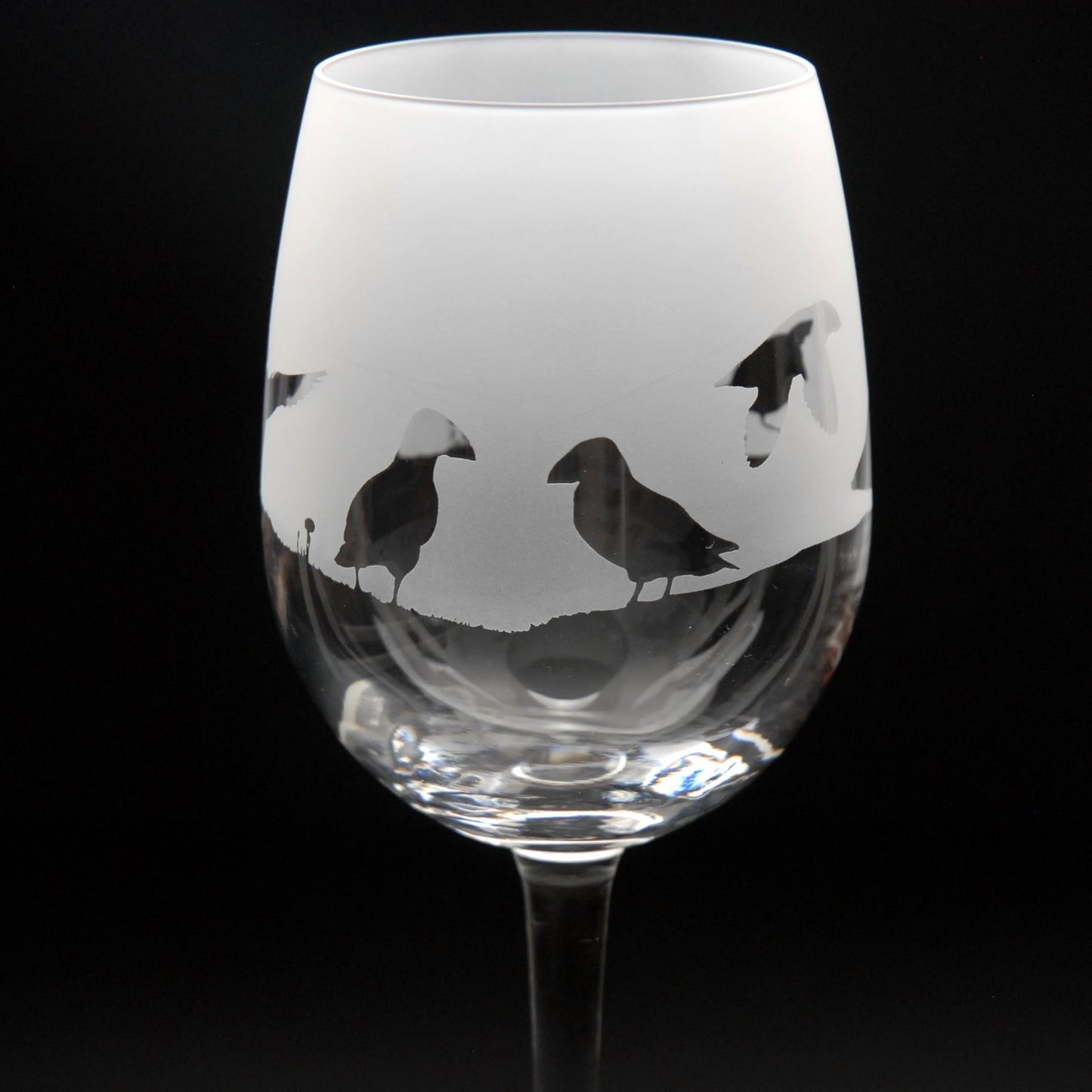 Puffin Crystal Wine Glass - Hand Etched/Engraved Gift