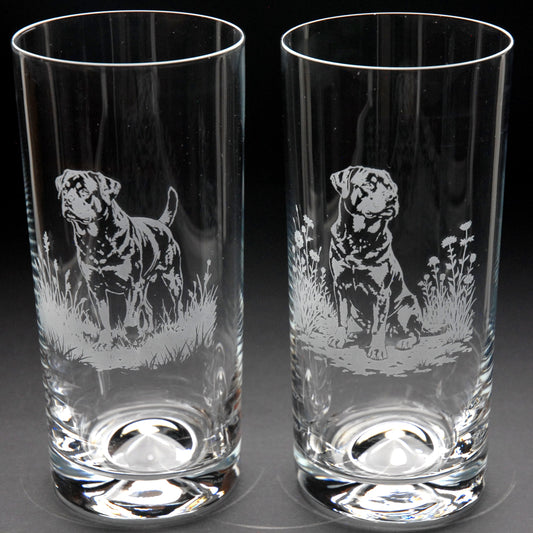 Rottweiler Dog Highball Glass - Hand Etched/Engraved Gift