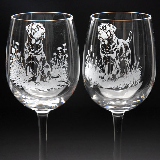Rottweiler Dog Crystal Wine Glass - Hand Etched/Engraved Gift