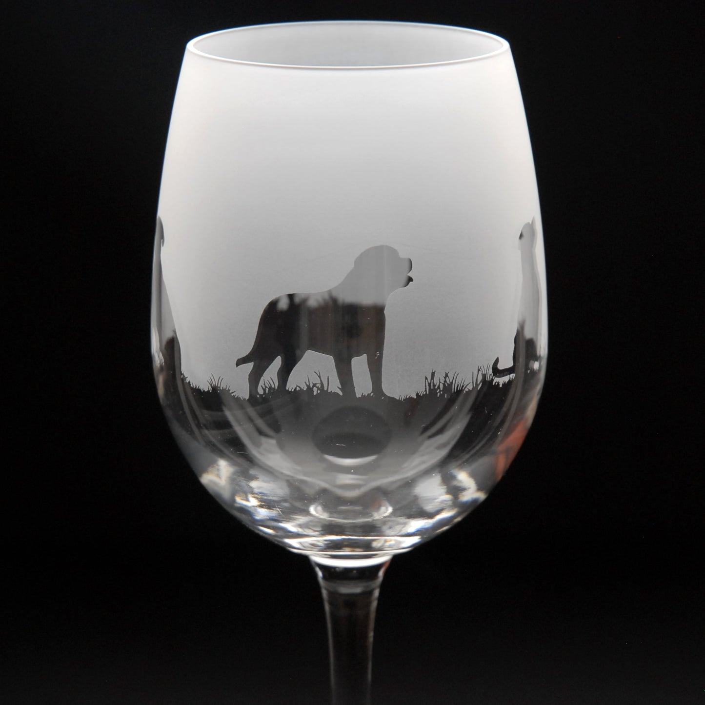 Rottweiler Dog Crystal Wine Glass - Hand Etched/Engraved Gift