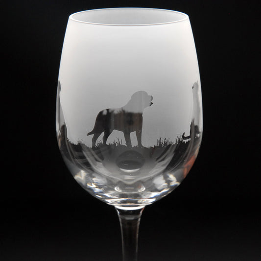 Rottweiler Dog Crystal Wine Glass - Hand Etched/Engraved Gift