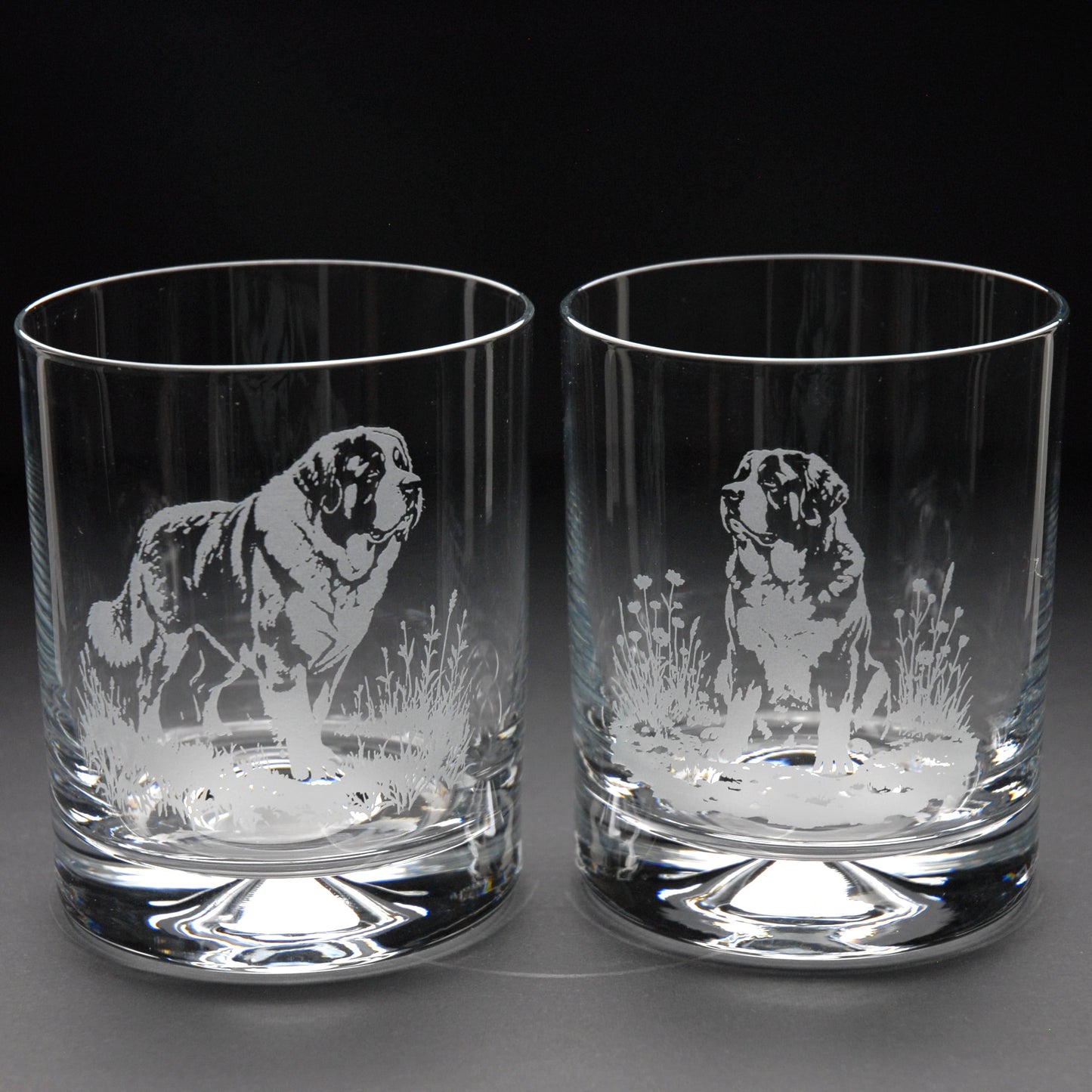 St. Bernard Dog Whiskey Tumbler Glass - Hand Etched/Engraved Gift