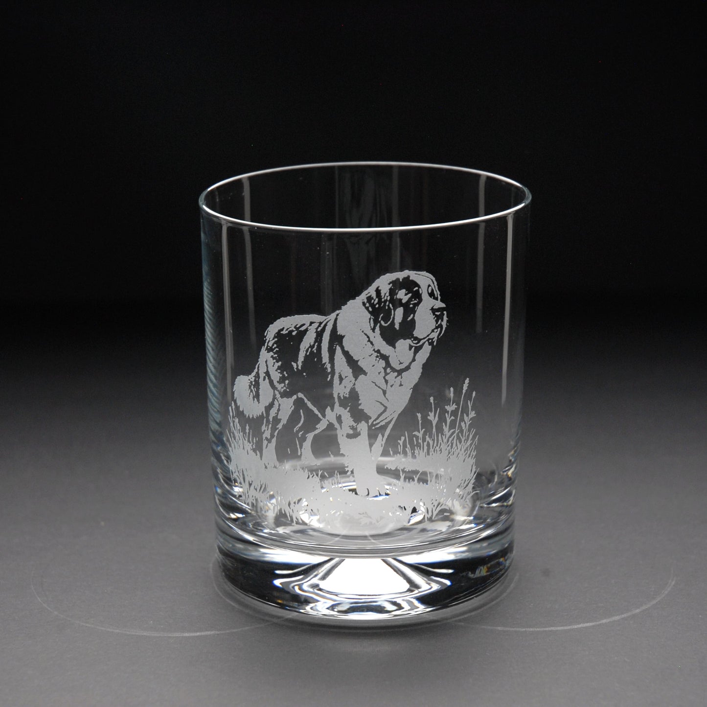 St. Bernard Dog Whiskey Tumbler Glass - Hand Etched/Engraved Gift