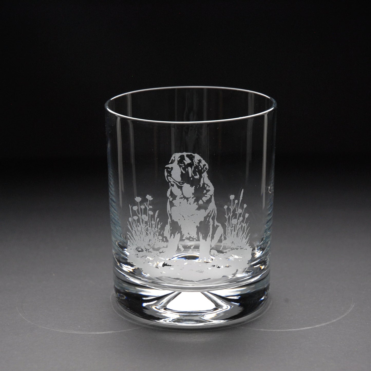 St. Bernard Dog Whiskey Tumbler Glass - Hand Etched/Engraved Gift