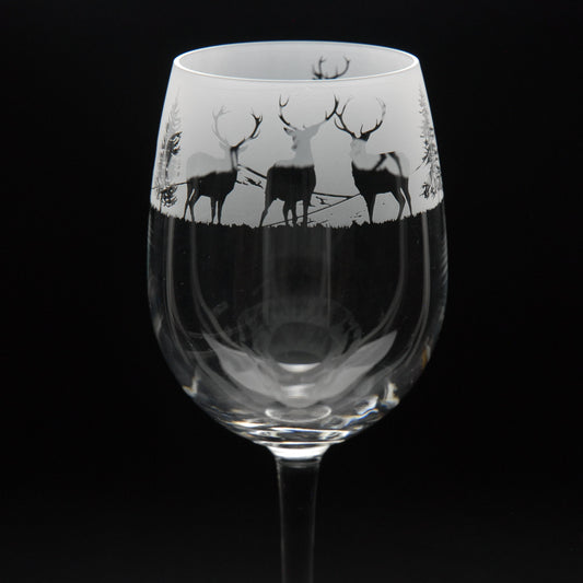 Stag Crystal Wine Glass - Hand Etched/Engraved Gift