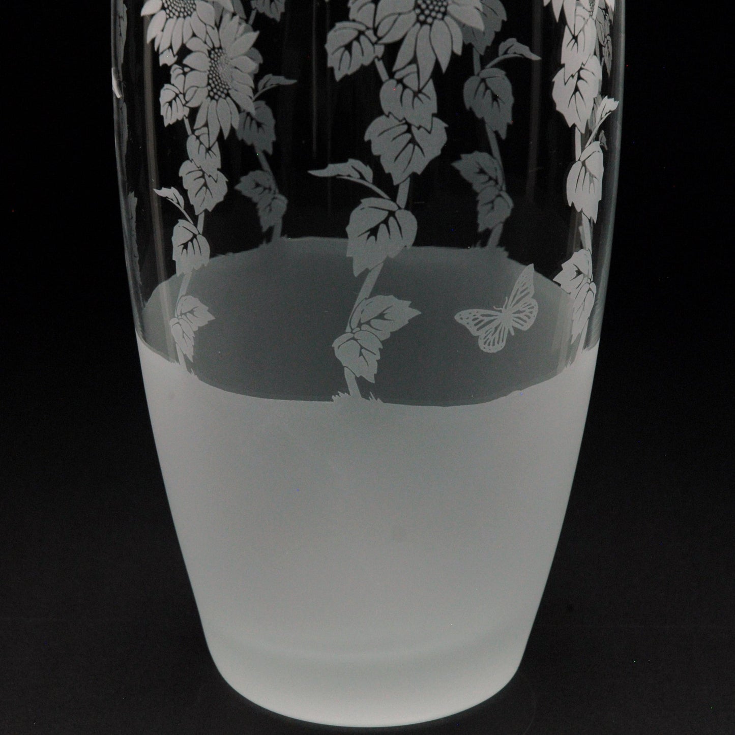 Sunflower Glass Botanica Vase - 26cm - Hand Etched/Engraved Gift