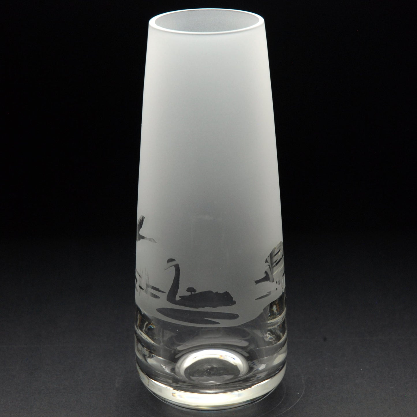 Swan Glass Bud Vase - 15cm- Hand Etched/Engraved Gift