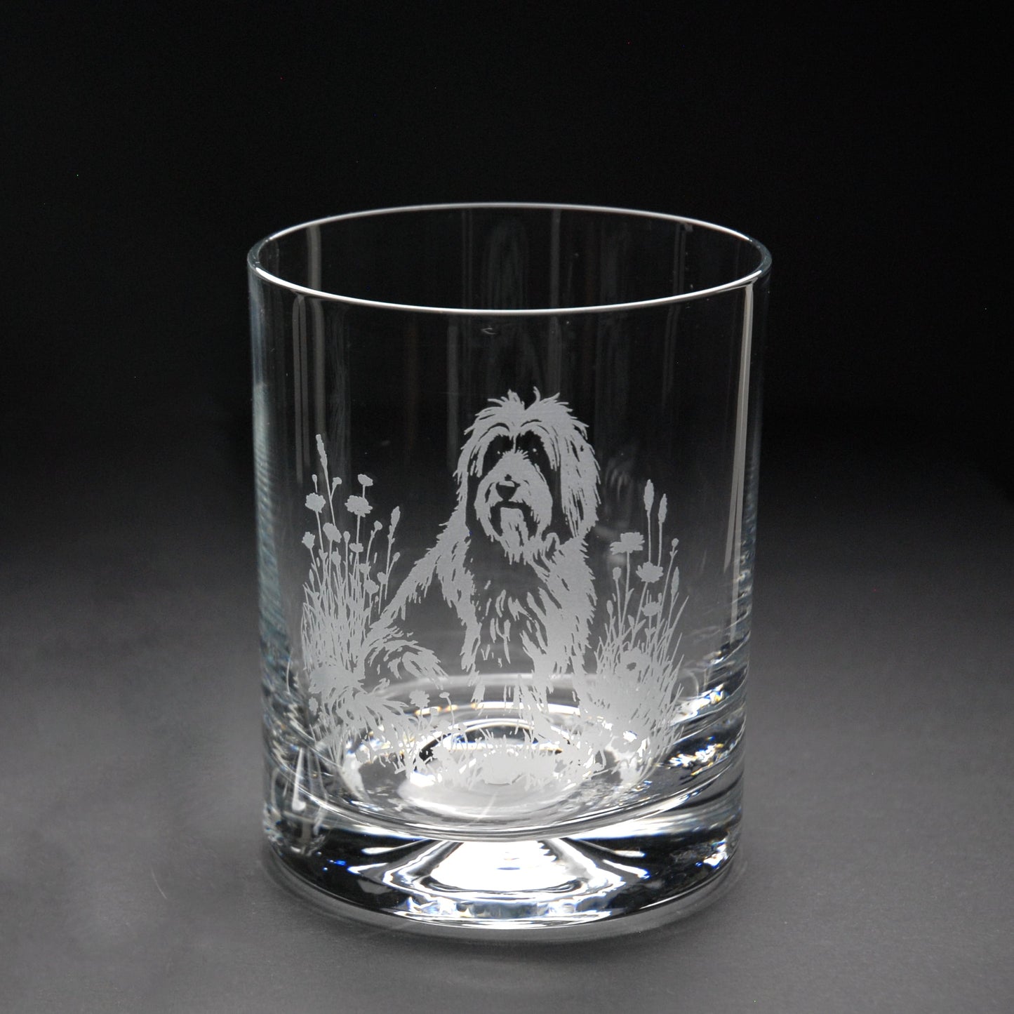 Tibetan Terrier Dog Whiskey Tumbler Glass - Hand Etched/Engraved Gift