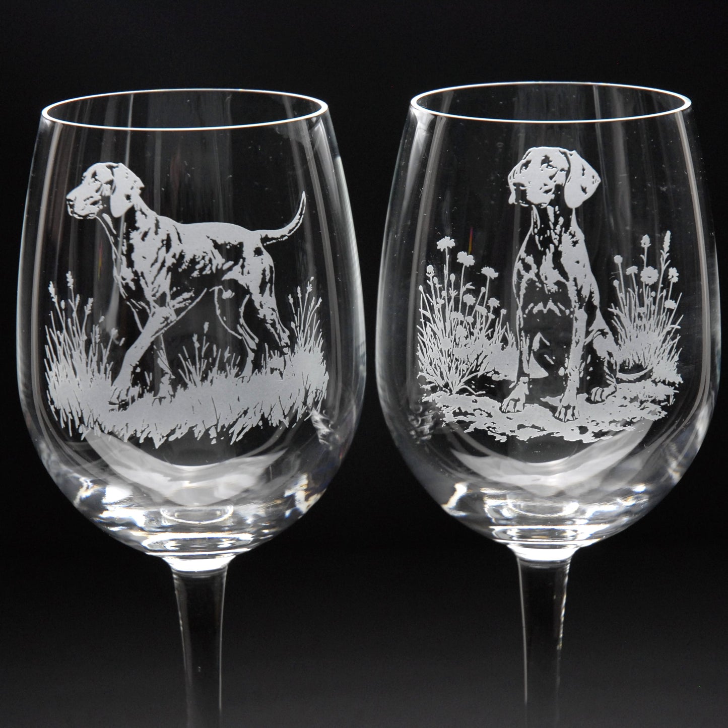 Weimaraner Dog Crystal Wine Glass - Hand Etched/Engraved Gift