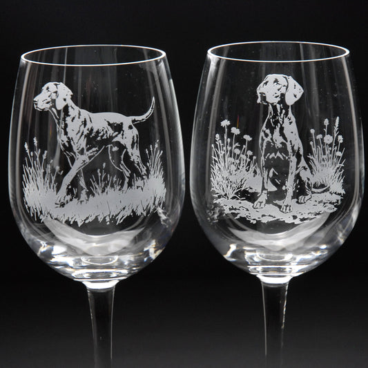 Weimaraner Dog Crystal Wine Glass - Hand Etched/Engraved Gift