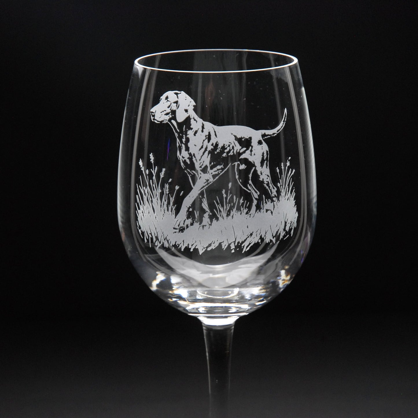 Weimaraner Dog Crystal Wine Glass - Hand Etched/Engraved Gift