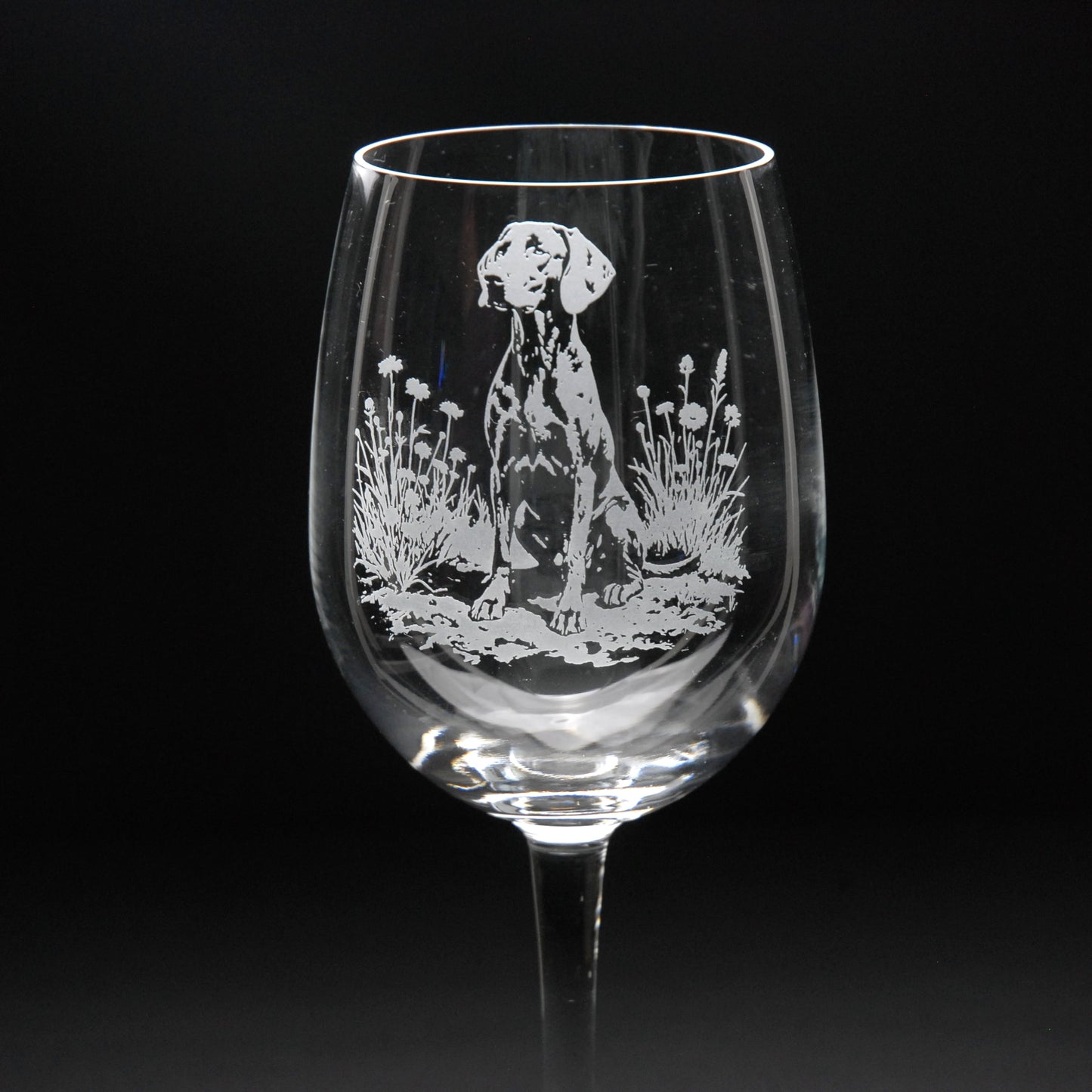 Weimaraner Dog Crystal Wine Glass - Hand Etched/Engraved Gift