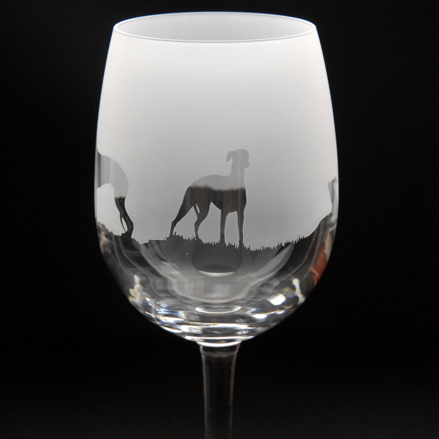 Whippet Dog Crystal Wine Glass - Hand Etched/Engraved Gift