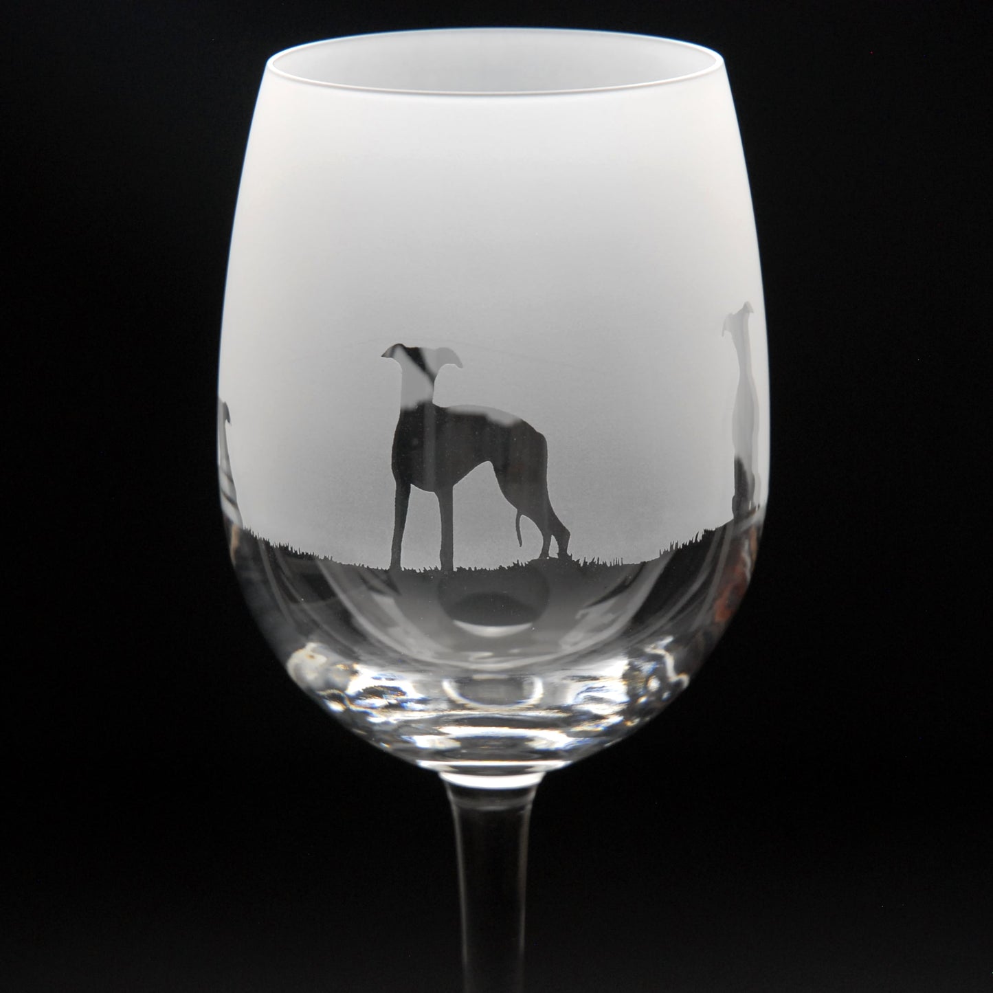 Whippet Dog Crystal Wine Glass - Hand Etched/Engraved Gift