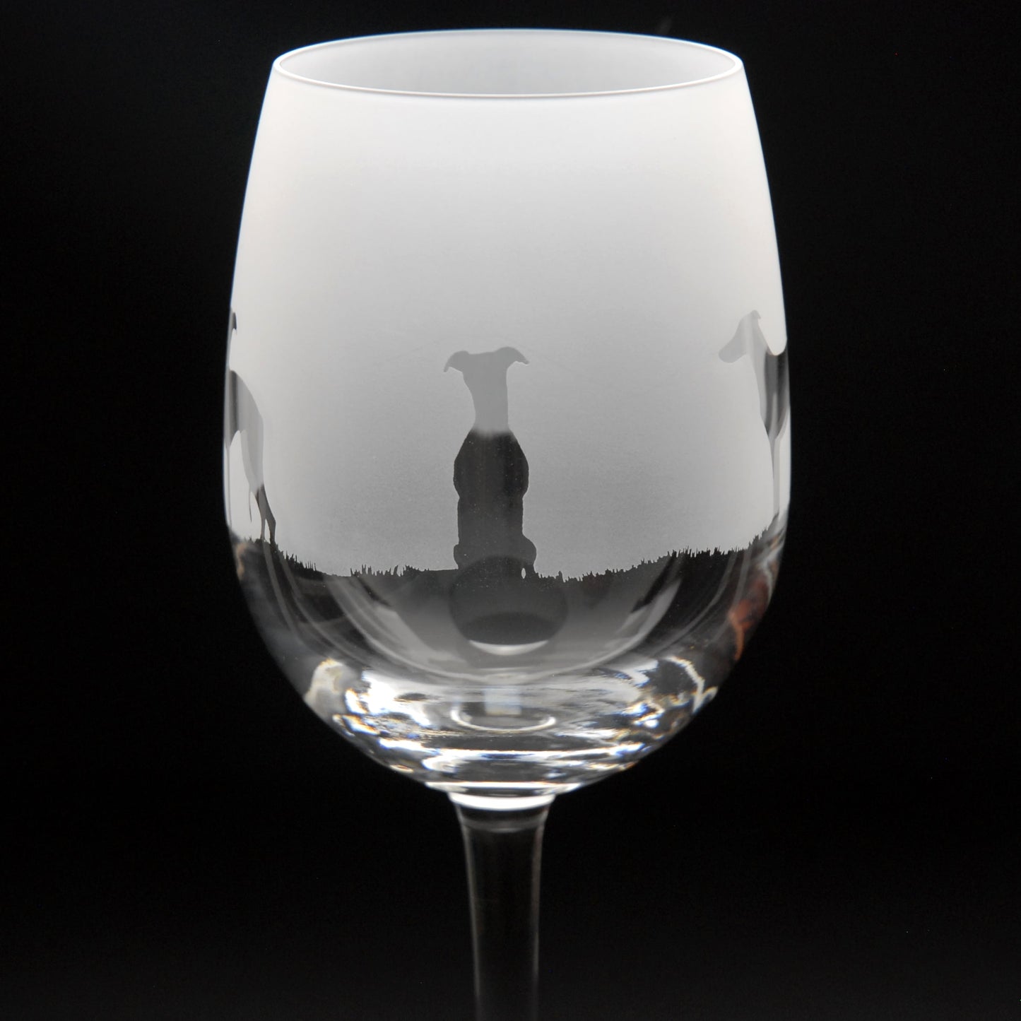 Whippet Dog Crystal Wine Glass - Hand Etched/Engraved Gift