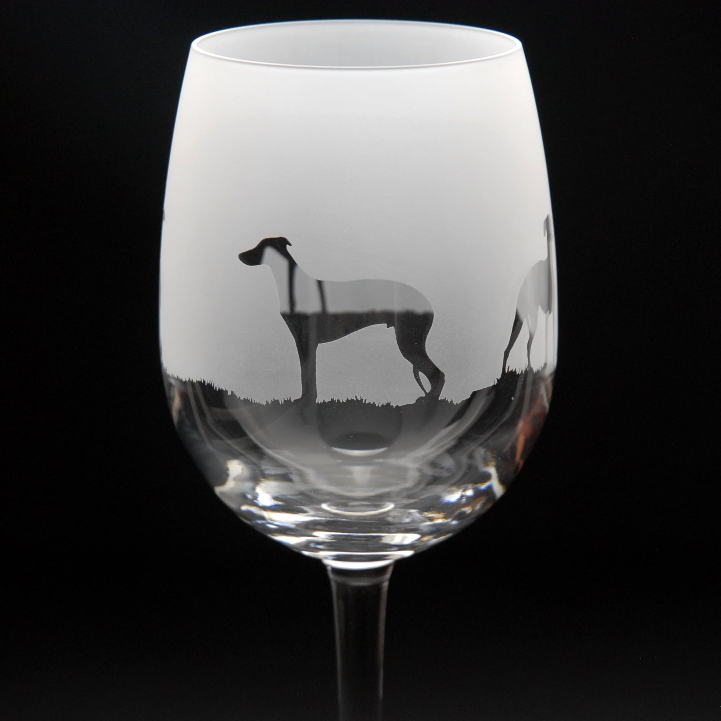 Whippet Dog Crystal Wine Glass - Hand Etched/Engraved Gift