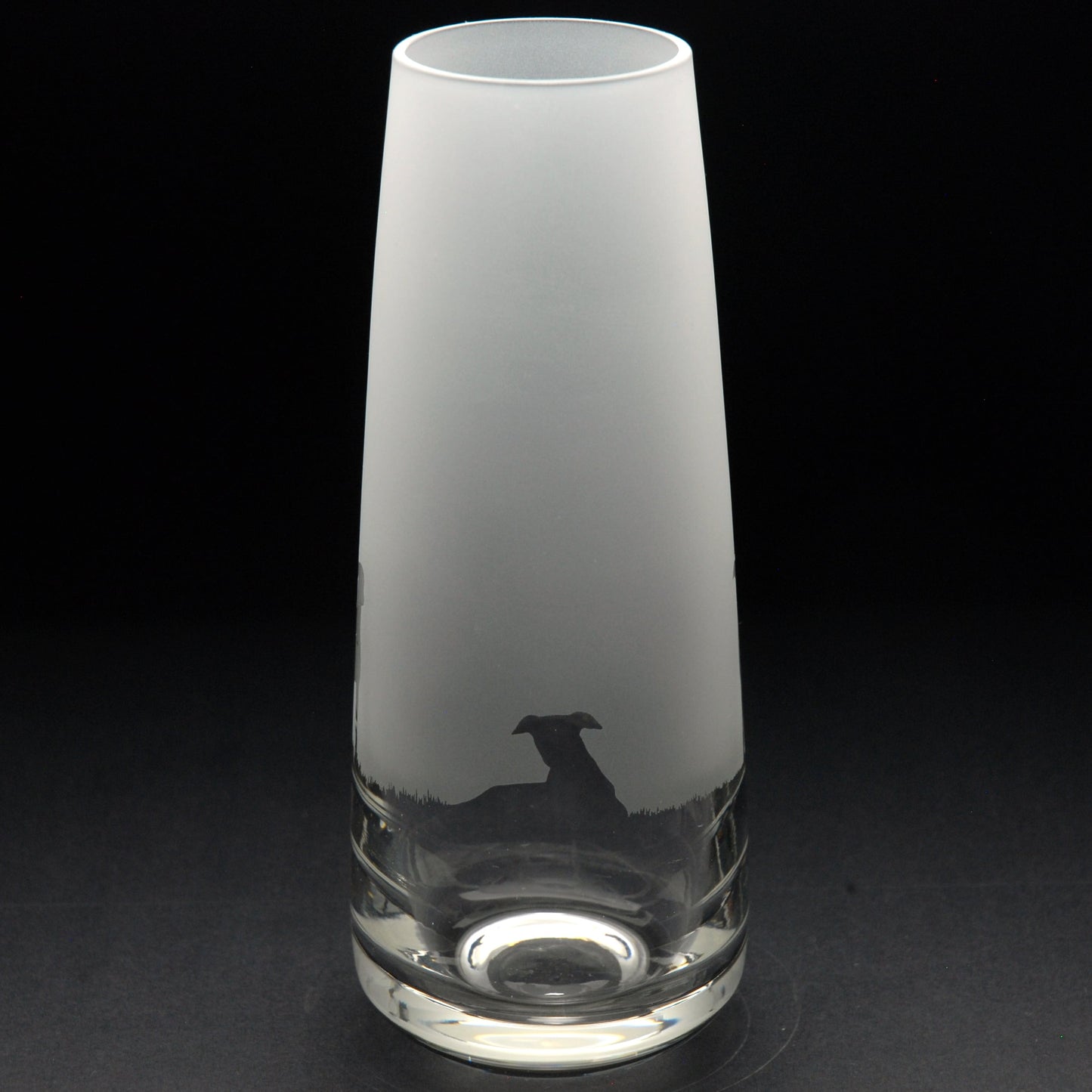 Whippet Dog Glass Bud Vase - Hand Etched/Engraved Gift