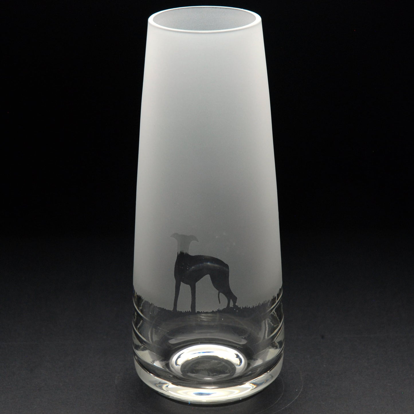 Whippet Dog Glass Bud Vase - Hand Etched/Engraved Gift