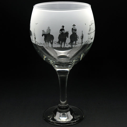 Wild West Gin Cocktail Glass - Hand Etched/Engraved Gift