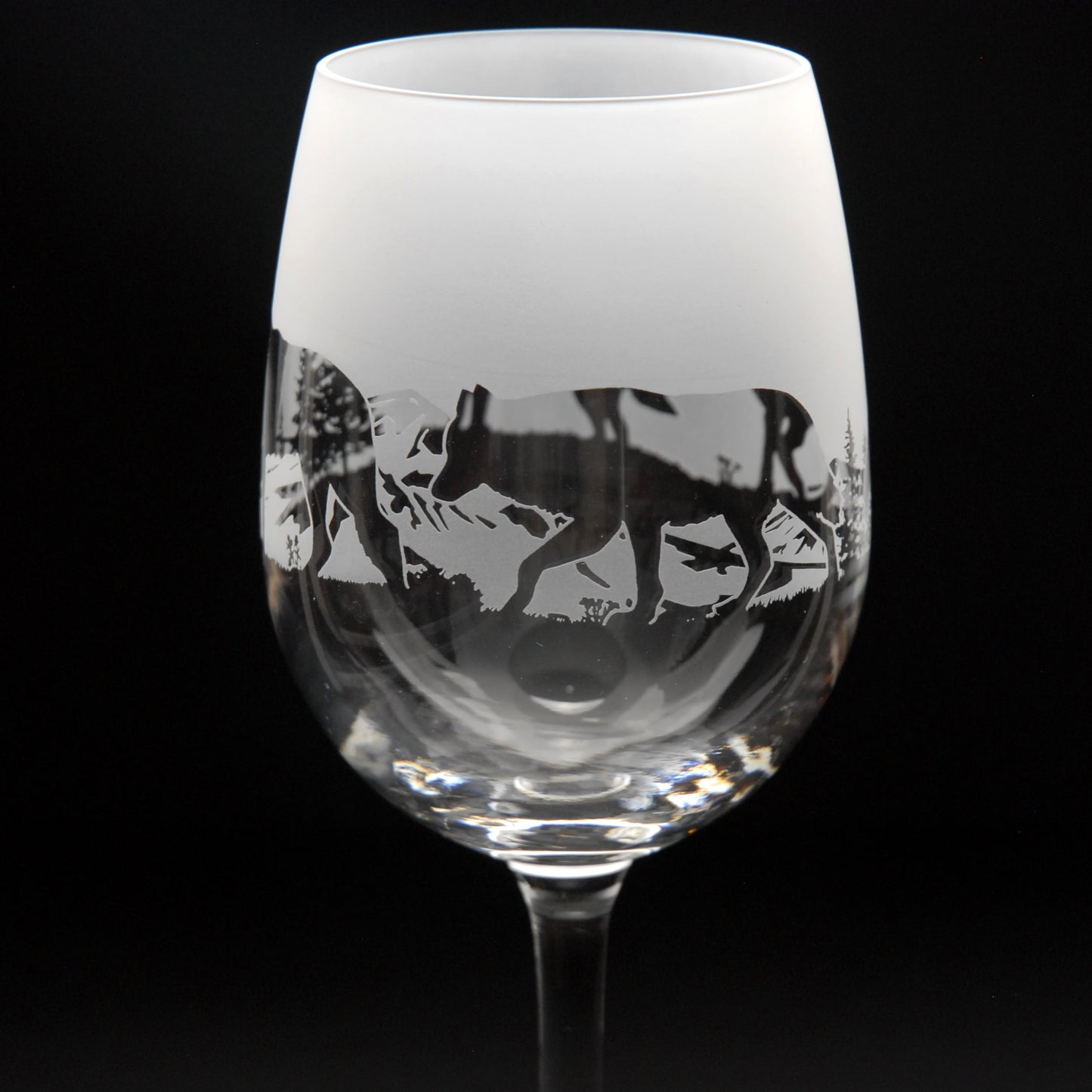 Wolf Crystal Wine Glass - Hand Etched/Engraved Gift