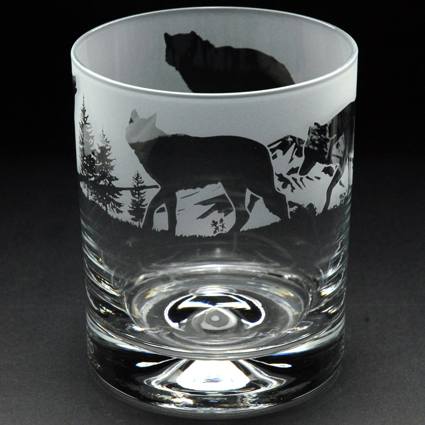 Wolf Whiskey Tumbler Glass - Hand Etched/Engraved Gift