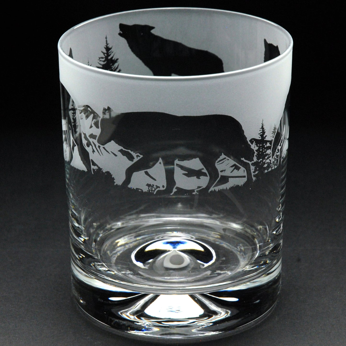 Wolf Whiskey Tumbler Glass - Hand Etched/Engraved Gift