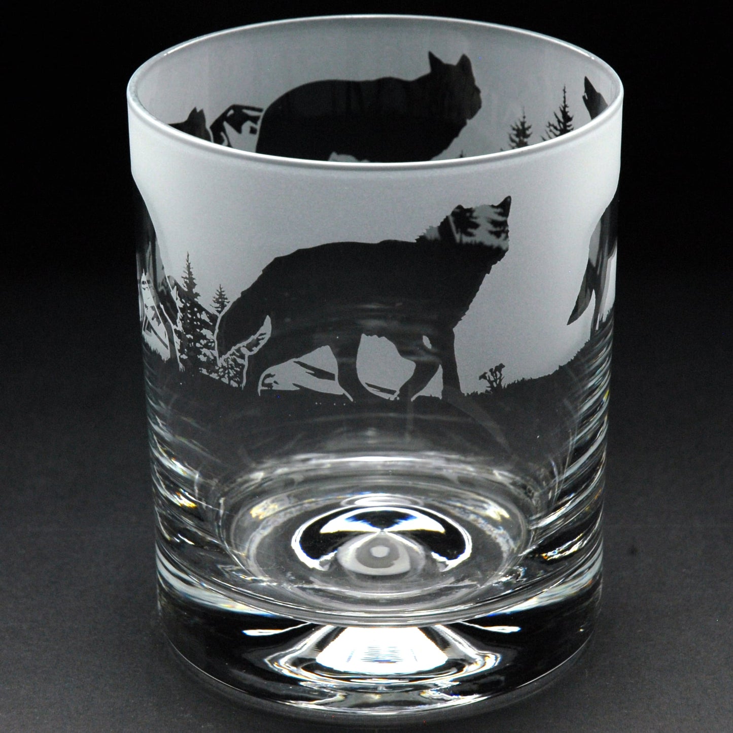 Wolf Whiskey Tumbler Glass - Hand Etched/Engraved Gift