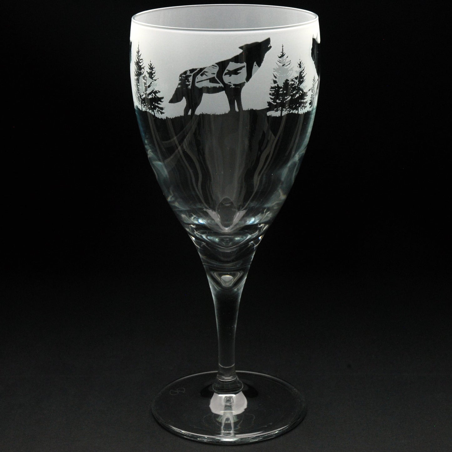 Wolf Crystal Wine Glass - Hand Etched/Engraved Gift