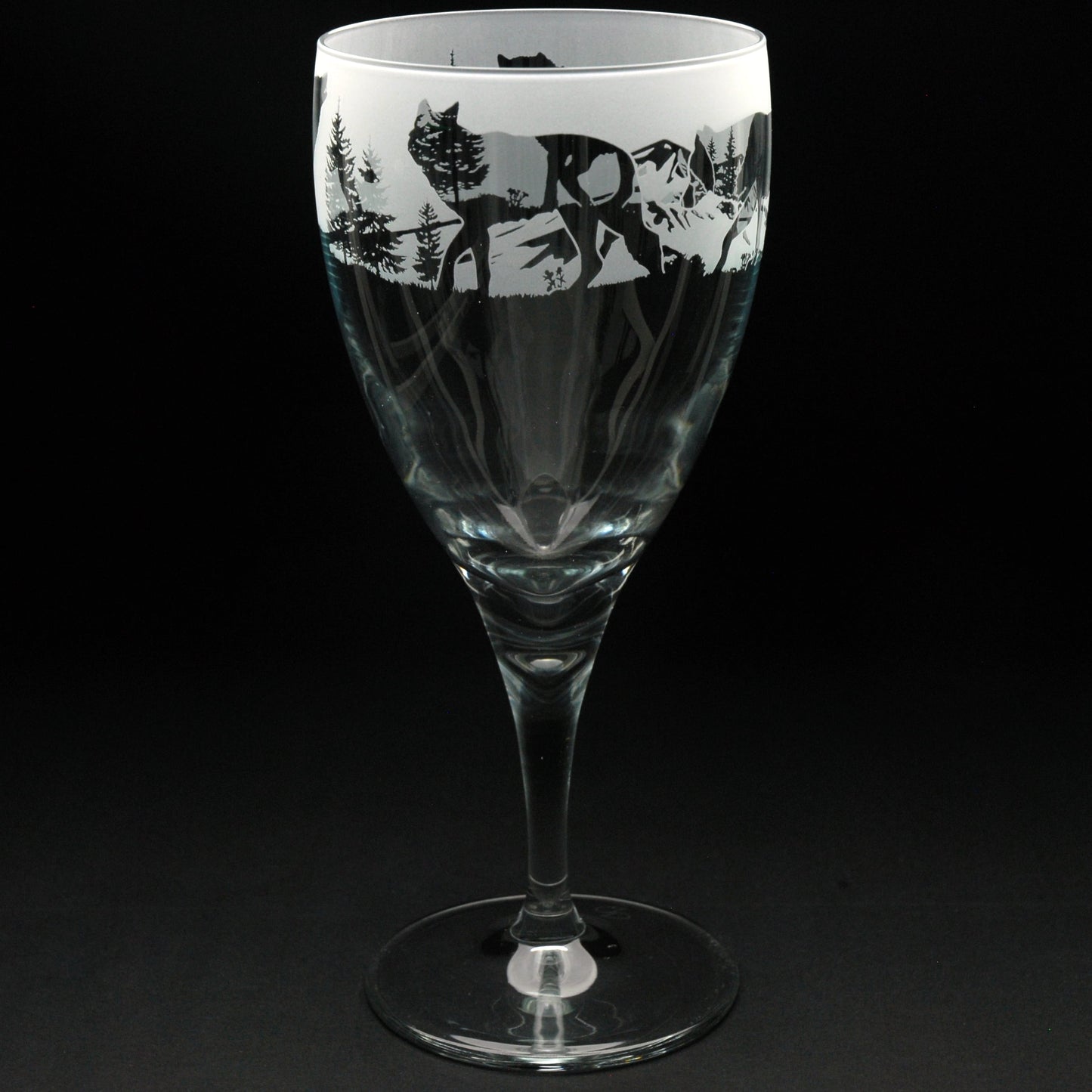 Wolf Crystal Wine Glass - Hand Etched/Engraved Gift