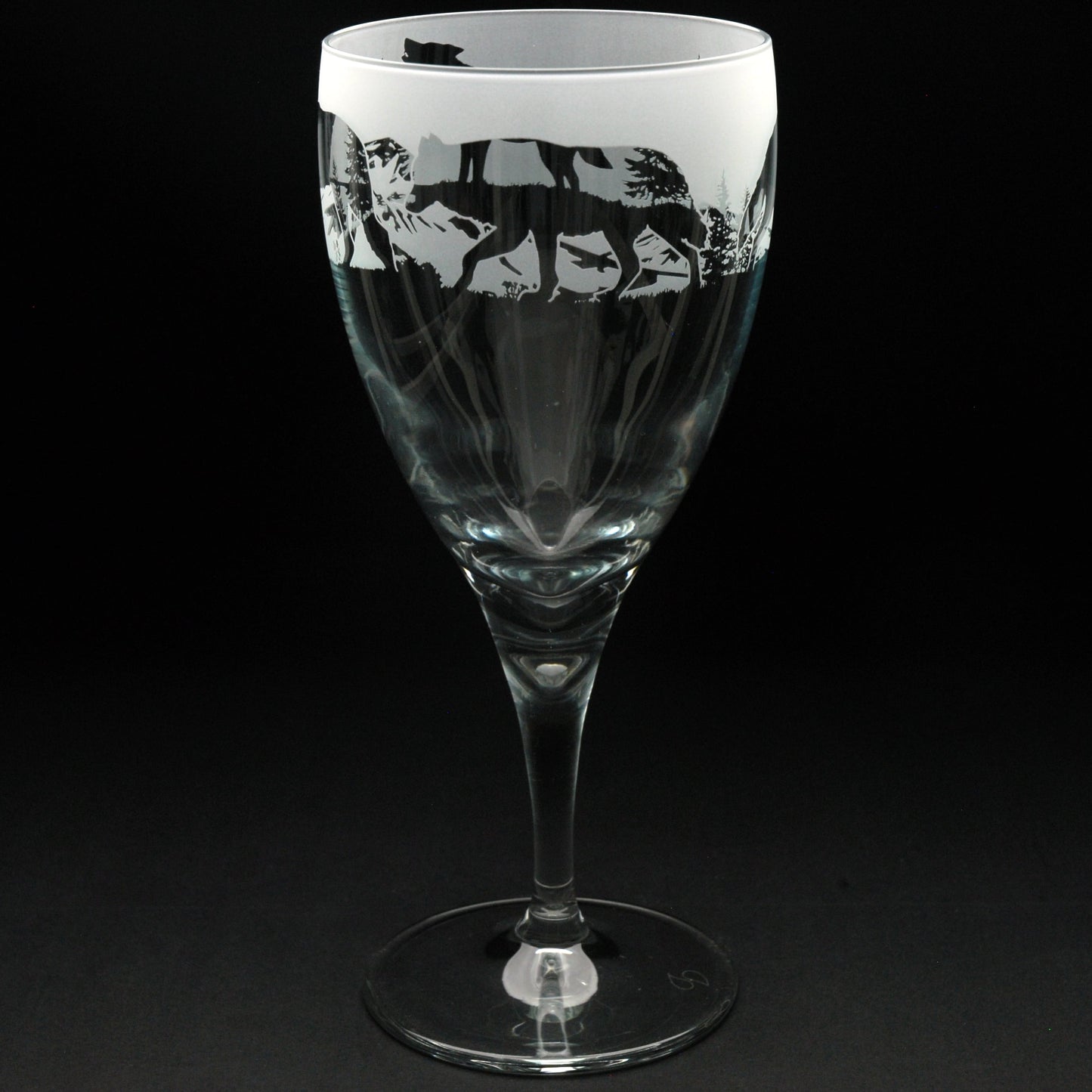 Wolf Crystal Wine Glass - Hand Etched/Engraved Gift