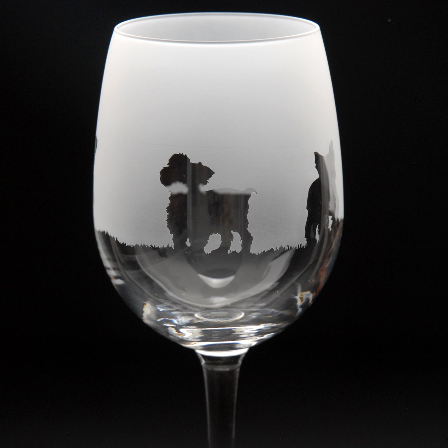 Yorkie Dog Crystal Wine Glass - Hand Etched/Engraved Gift