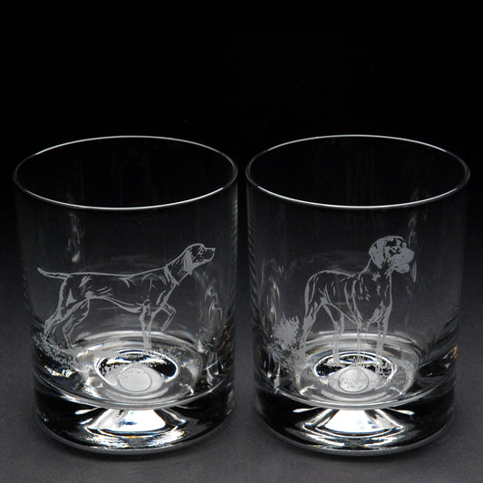 Hungarian Vizsla Dog Whiskey Tumbler Glass - Hand Etched/Engraved Gift