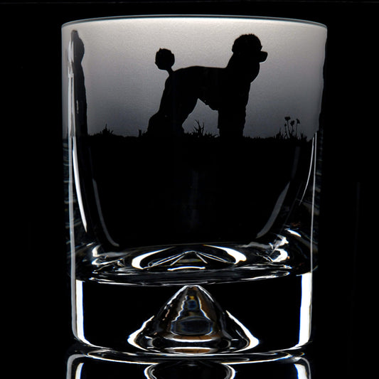 Poodle Dog Whiskey Tumbler Glass - Hand Etched/Engraved Gift