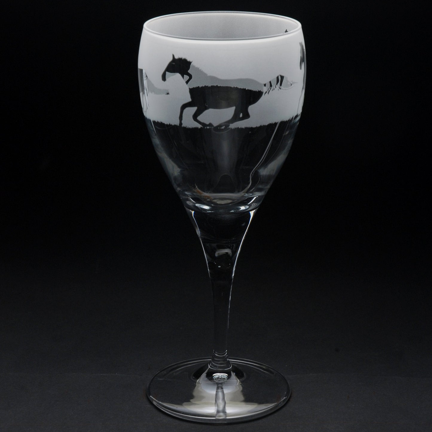 Galloping Horse Crystal Wine Glass - Hand Etched/Engraved Gift