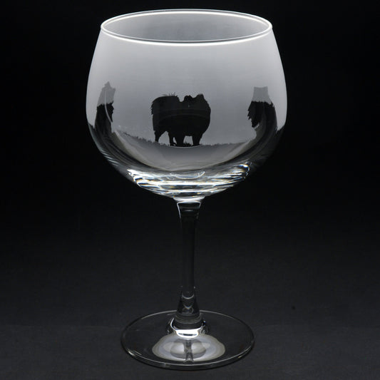 Pomeranian Dog Gin Cocktail Glass - Hand Etched/Engraved Gift