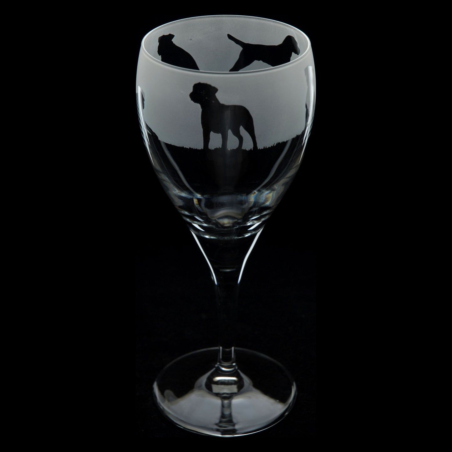 Border Terrier Dog Crystal Wine Glass - Hand Etched/Engraved Gift