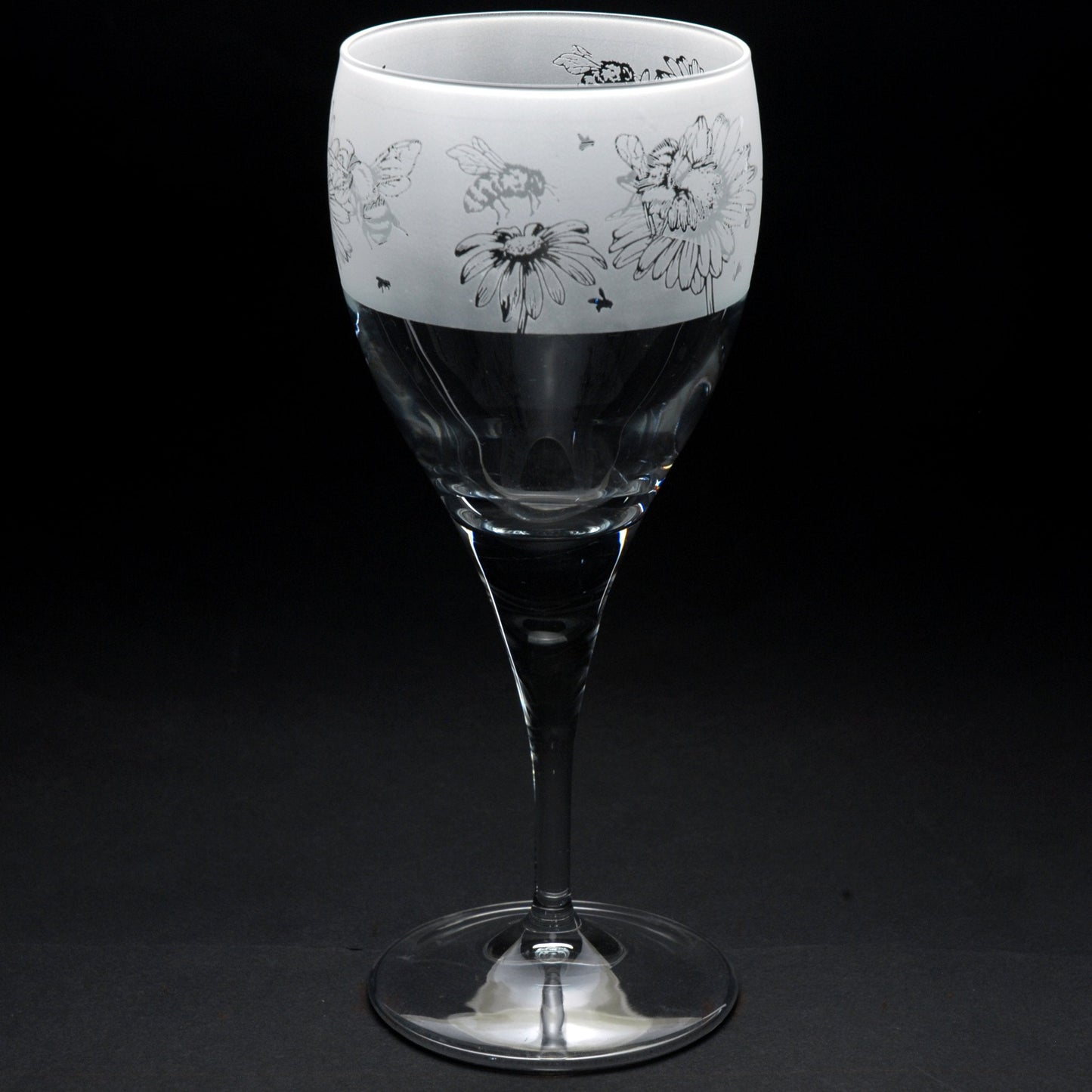 Bee Crystal Wine Glass - Hand Etched/Engraved Gift