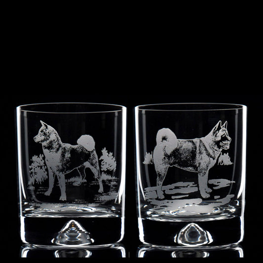 Akita Dog Whiskey Tumbler Glass - Hand Etched/Engraved Gift