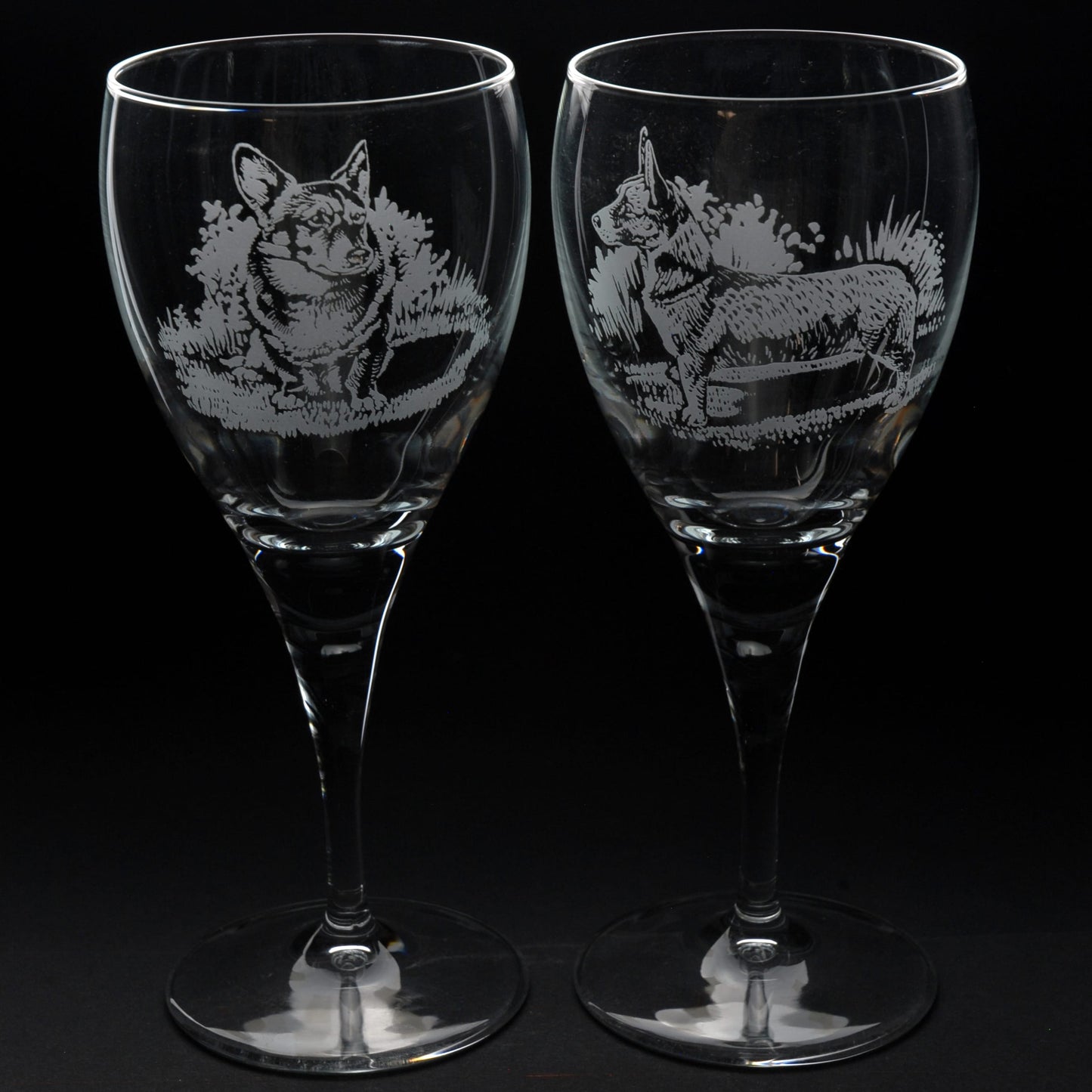 Corgi Dog Crystal Wine Glass - Hand Etched/Engraved Gift