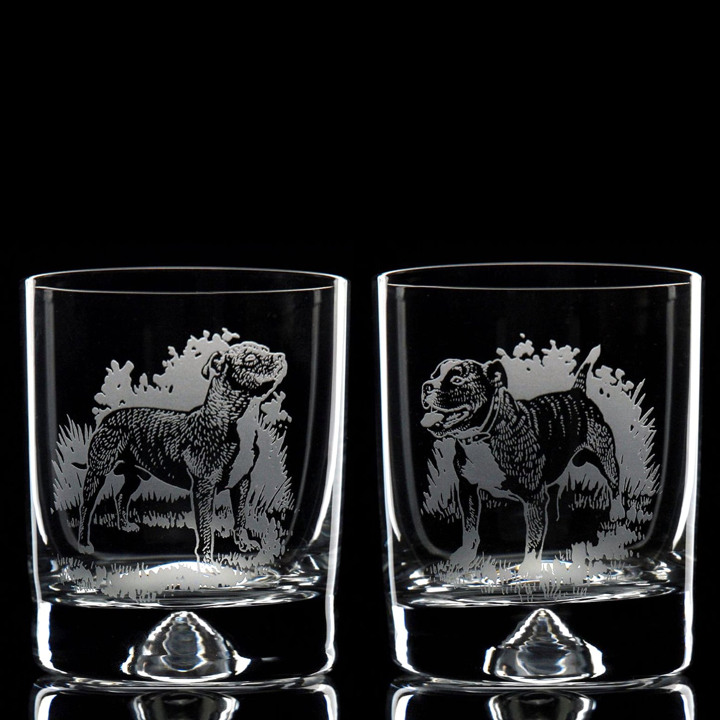 Staffy Dog Whiskey Tumbler Glass - Hand Etched/Engraved Gift