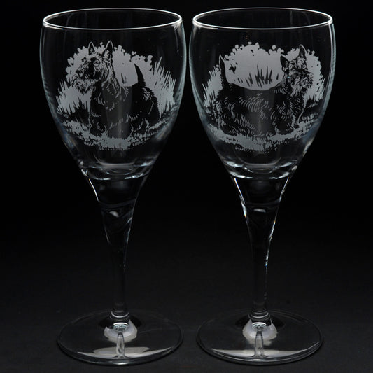 Scottish Terrier Dog Crystal Wine Glass - Hand Etched/Engraved Gift