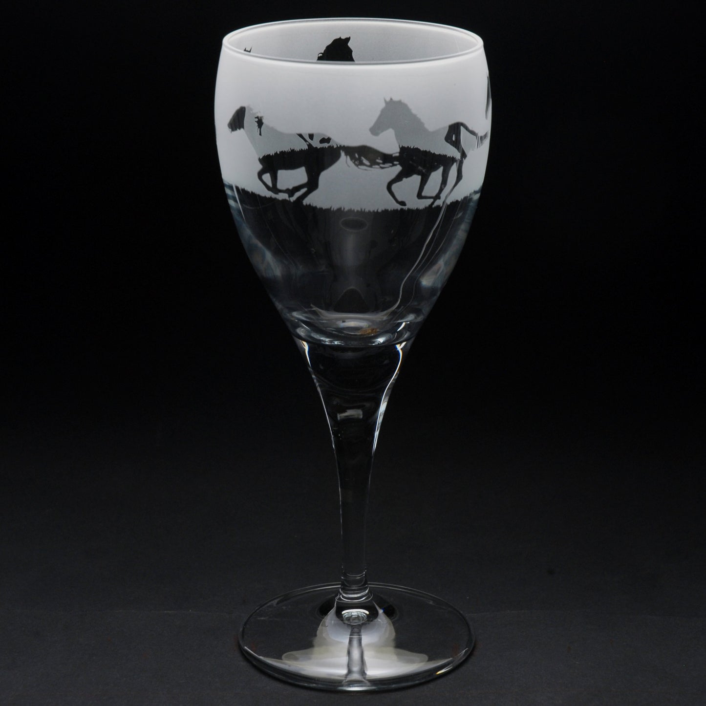 Galloping Horse Crystal Wine Glass - Hand Etched/Engraved Gift