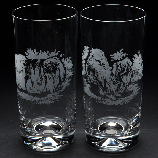Pekingese Dog Highball Glass - Hand Etched/Engraved Gift