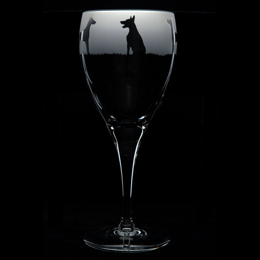 Dobermann Dog Crystal Wine Glass - Hand Etched/Engraved Gift