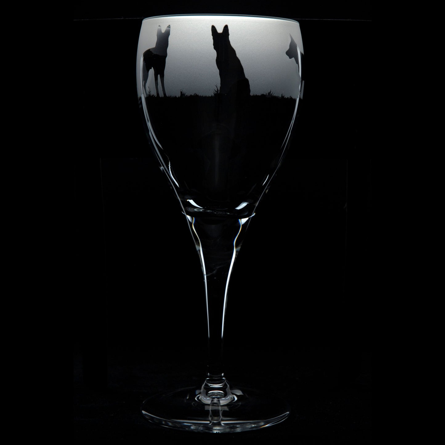 German Shepherd Dog Crystal Wine Glass - Hand Etched/Engraved Gift