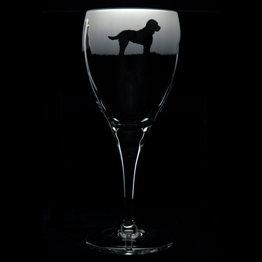 Cockapoo Dog Crystal Wine Glass - Hand Etched/Engraved Gift